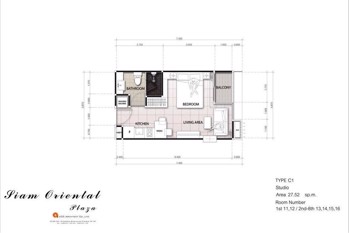 Picture of Studio condo ( 27.56 sq.m.) for Sale at  Siam Oriental Plaza